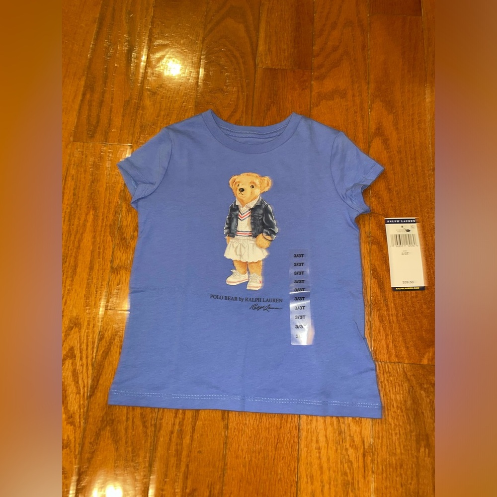 ❌❌SOLD❌❌NWT Polo Ralph Lauren Polo Bear Toddler Girl Short Sleeve Shirt 3T 👕 🐻 🐎 - Picture 2 of 6